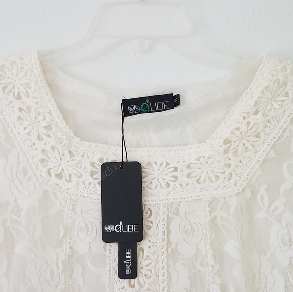 Fancy Qube Ivory Lace Embroidered Shift Dress - Picture 7 of 8